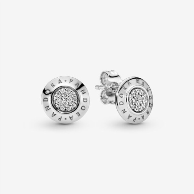 Sparkling Pandora Logo Stud Earrings Pandora Sterling Silver